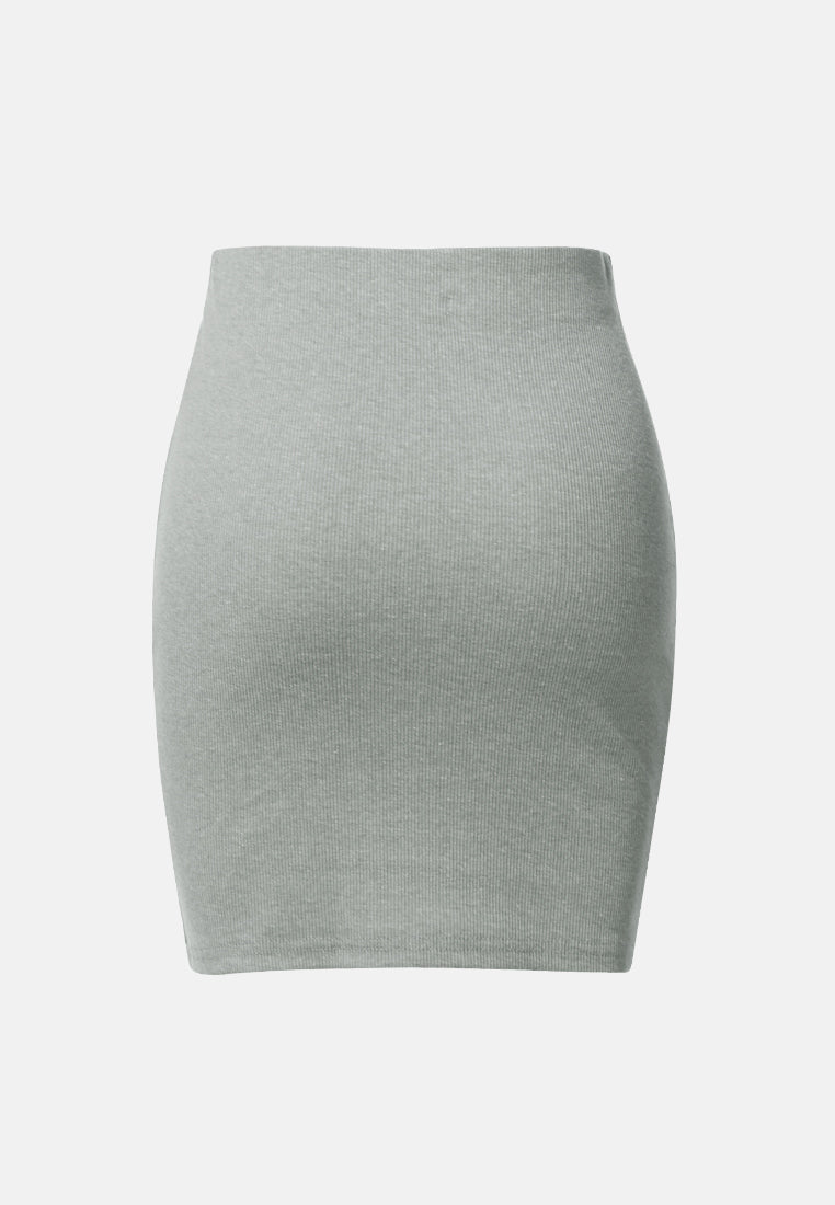 knitted tube mini skirt#color_grey
