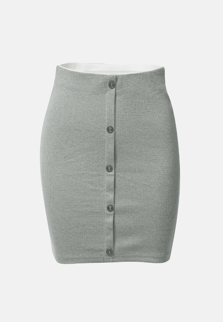 knitted tube mini skirt#color_grey