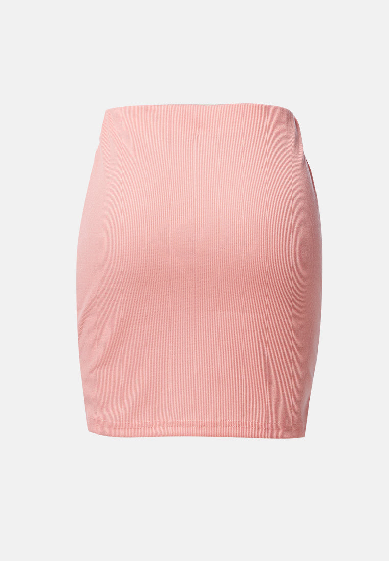knitted tube mini skirt#color_pink