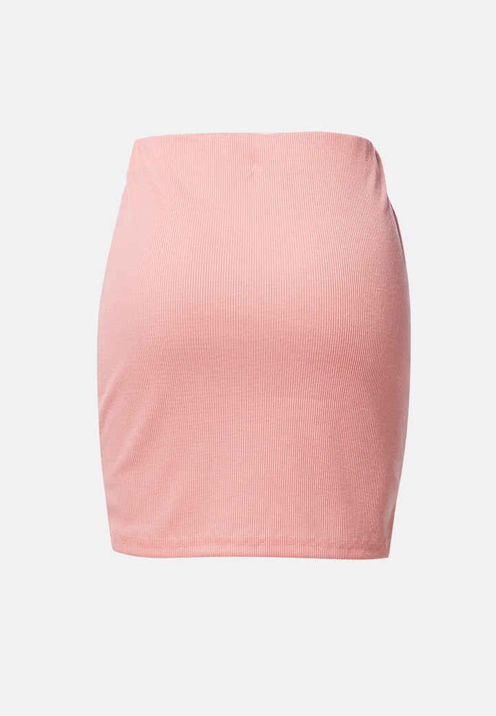 knitted tube mini skirt#color_pink