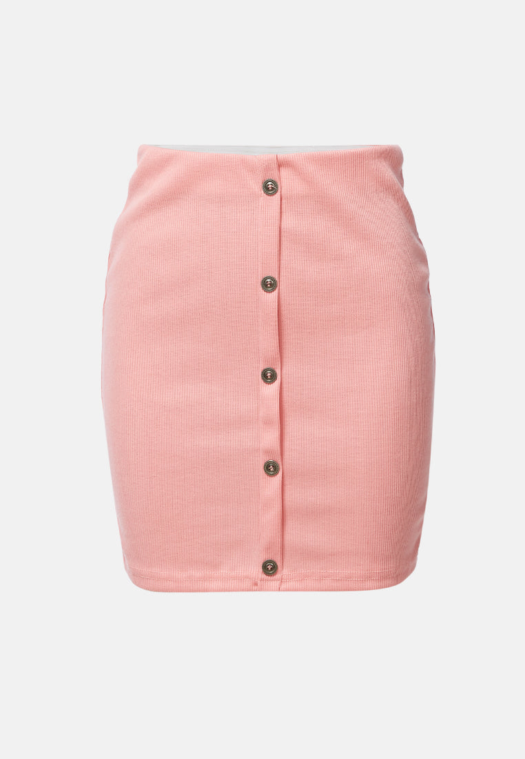 knitted tube mini skirt#color_pink