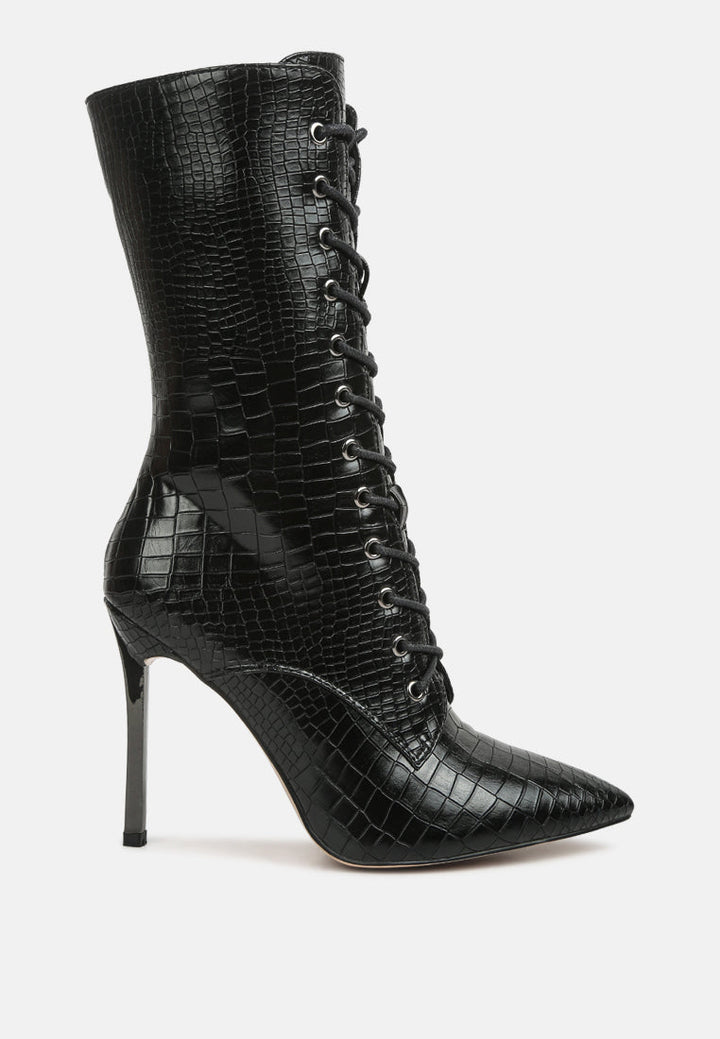 croc textured over the ankle boots by ruw#color_black