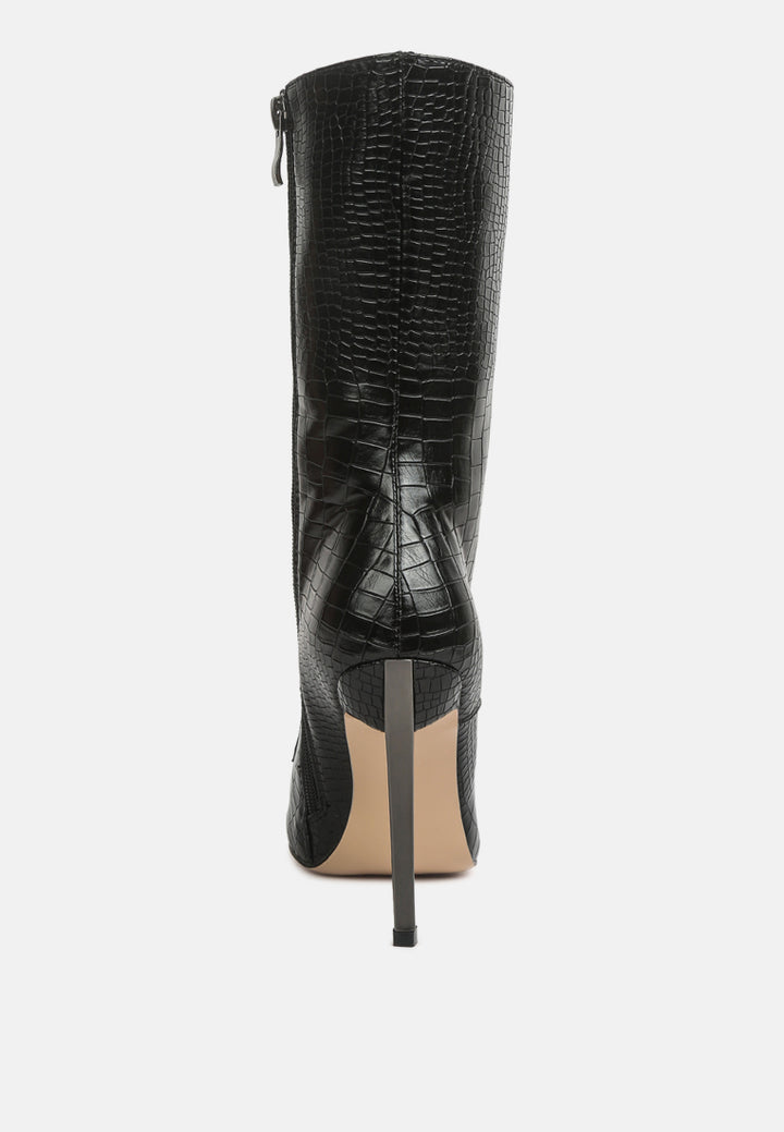 croc textured over the ankle boots by ruw#color_black