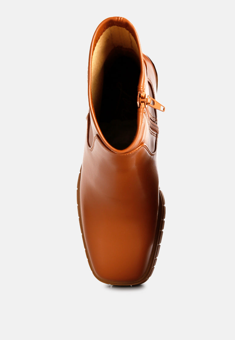 kokum faux leather platform ankle boots by ruw#color_tan