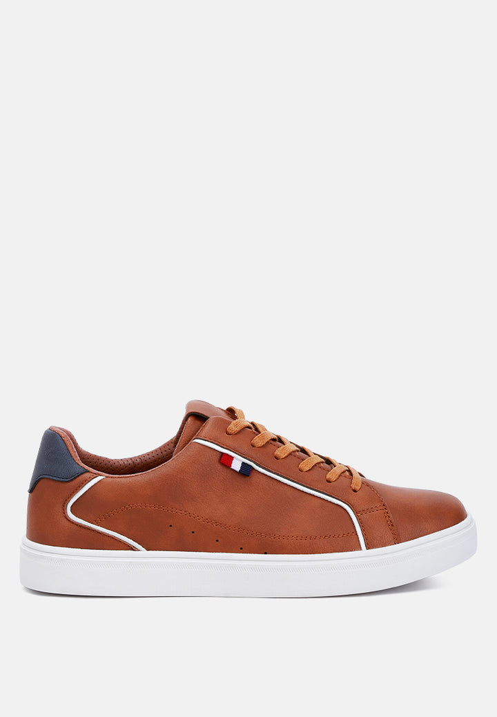 men's low top lace-up sneakers by ruw#color_tan