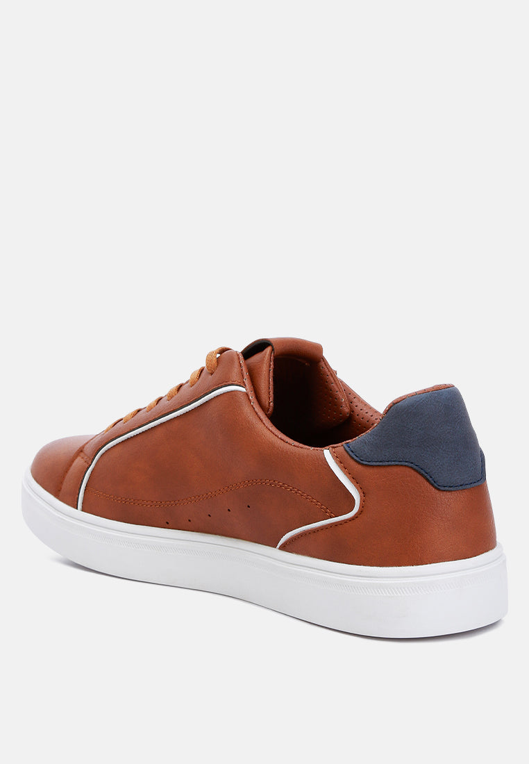 men's low top lace-up sneakers by ruw#color_tan