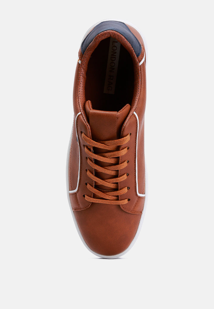 men's low top lace-up sneakers by ruw#color_tan