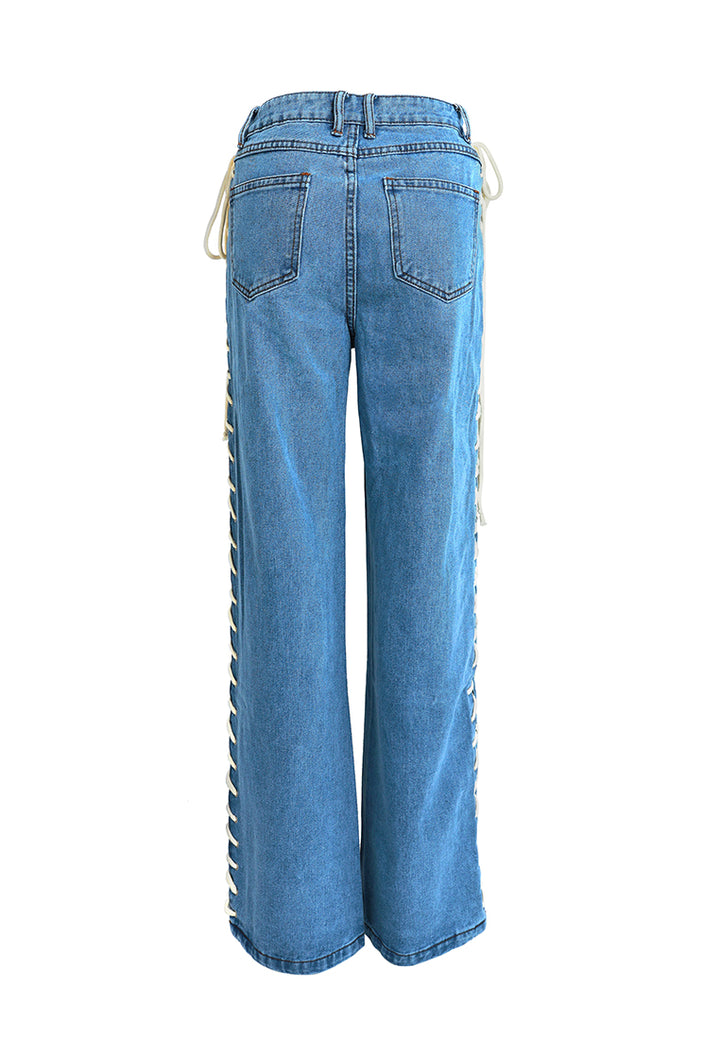 lace up denim trousers by ruw#color_light-blue