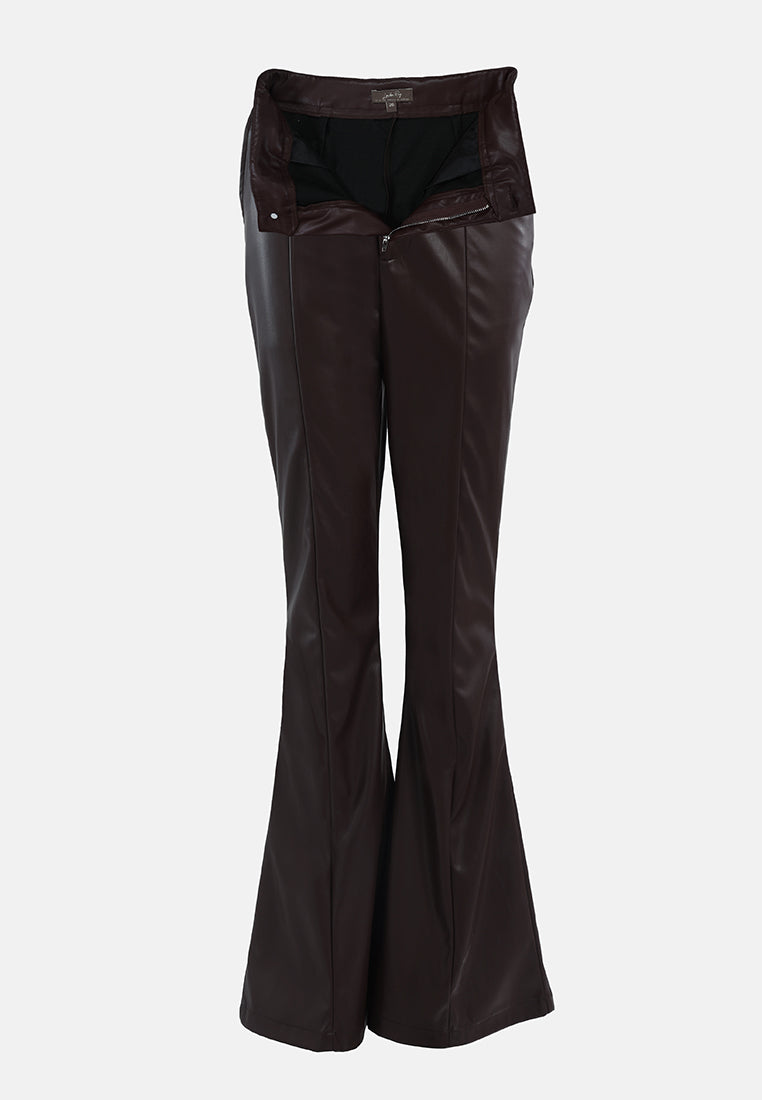 ladies flared trousers#color_chocolate