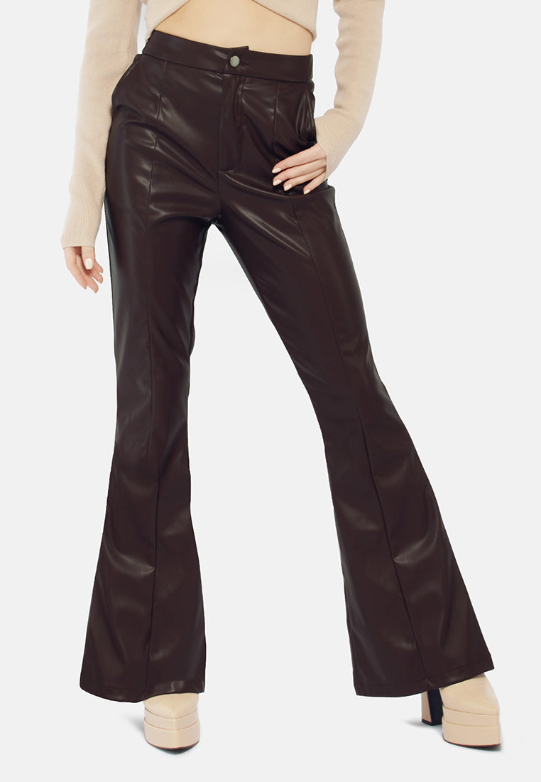 ladies flared trousers#color_chocolate