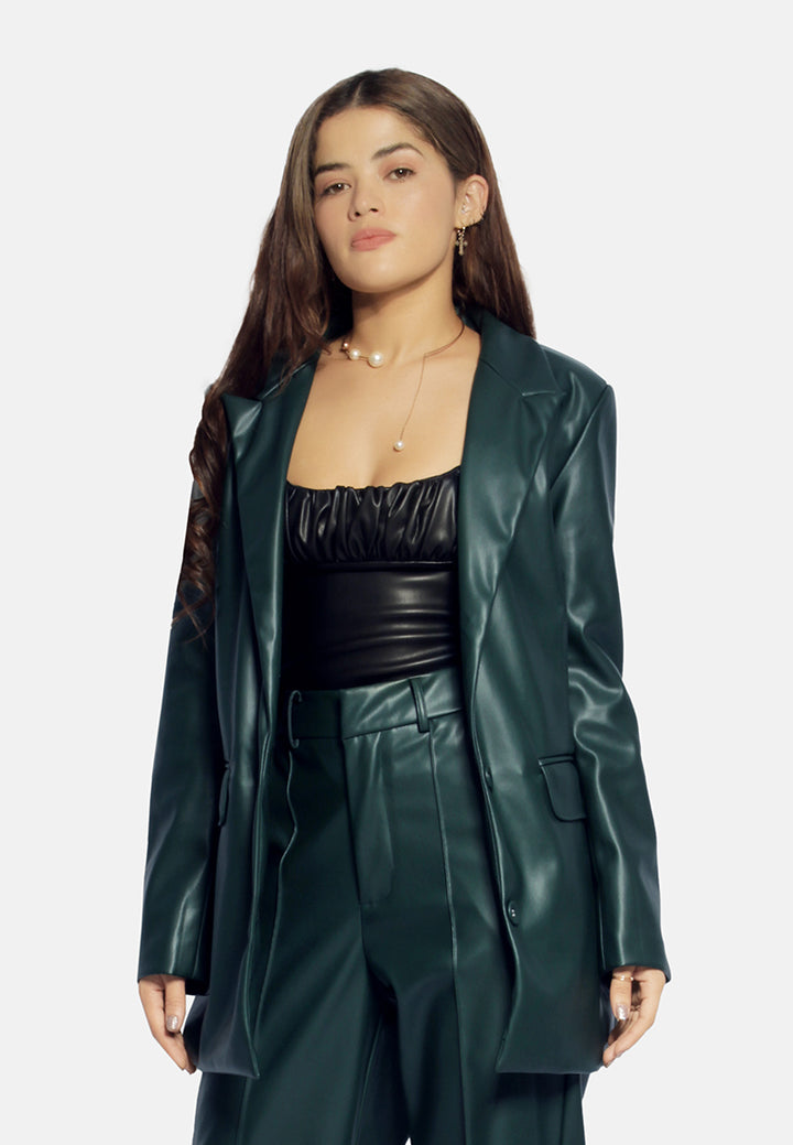 ladies oversized blazer#color_bottle-green