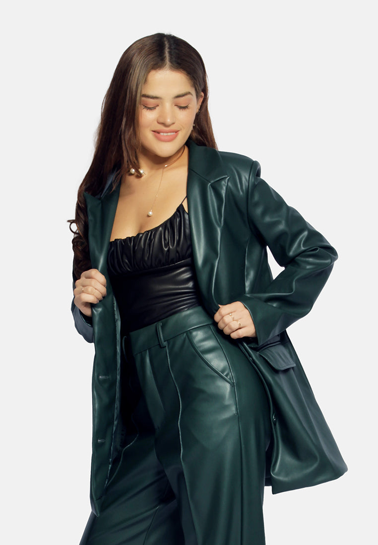 ladies oversized blazer#color_bottle-green