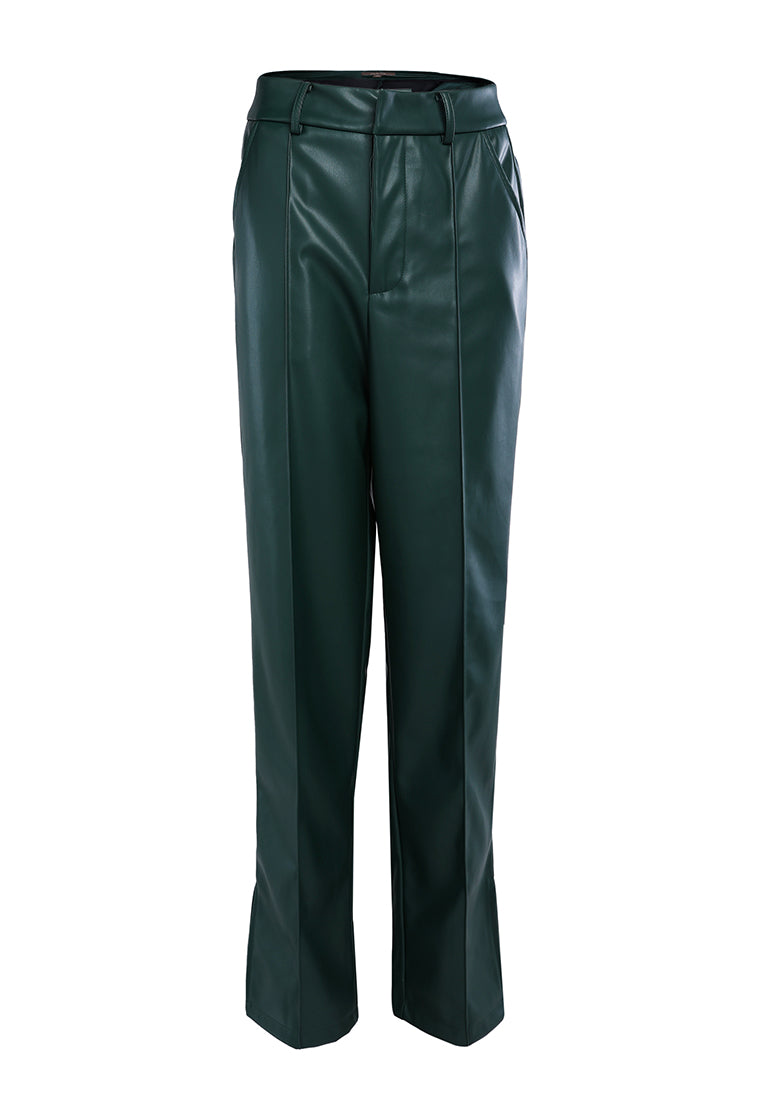ladies straight trousers#color_bottle-green