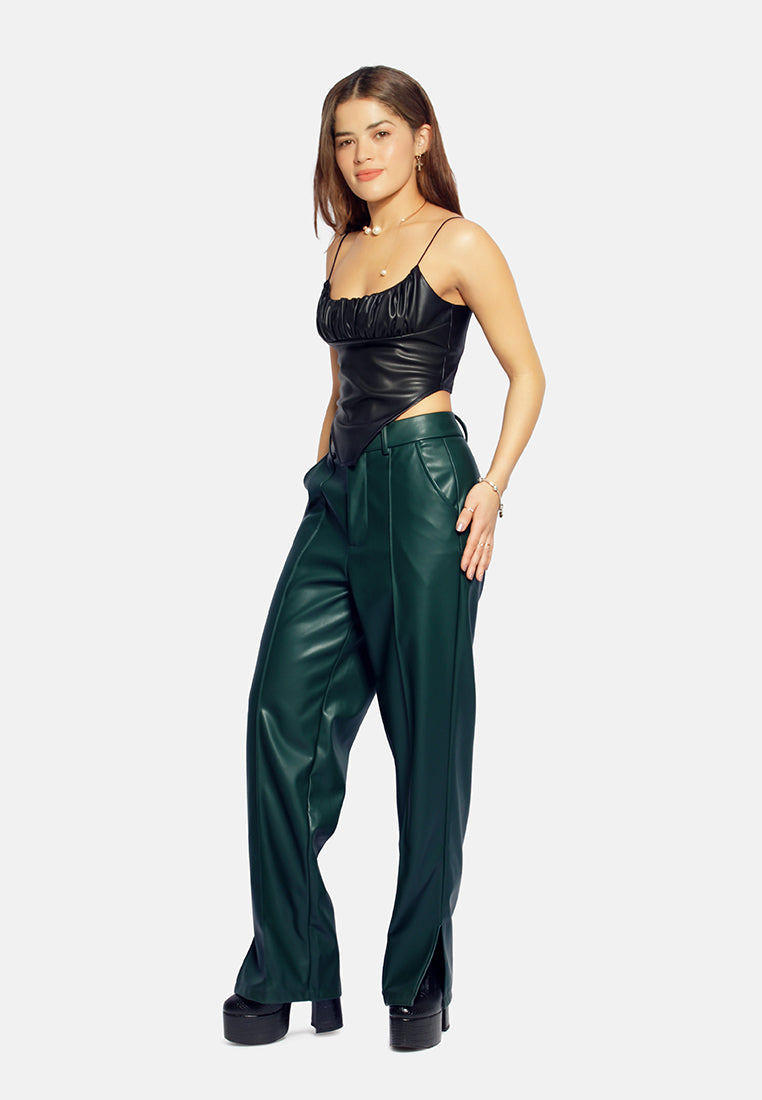 ladies straight trousers#color_bottle-green