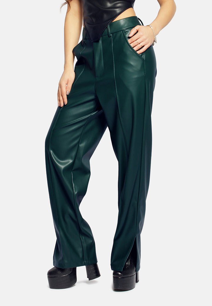 ladies straight trousers#color_bottle-green