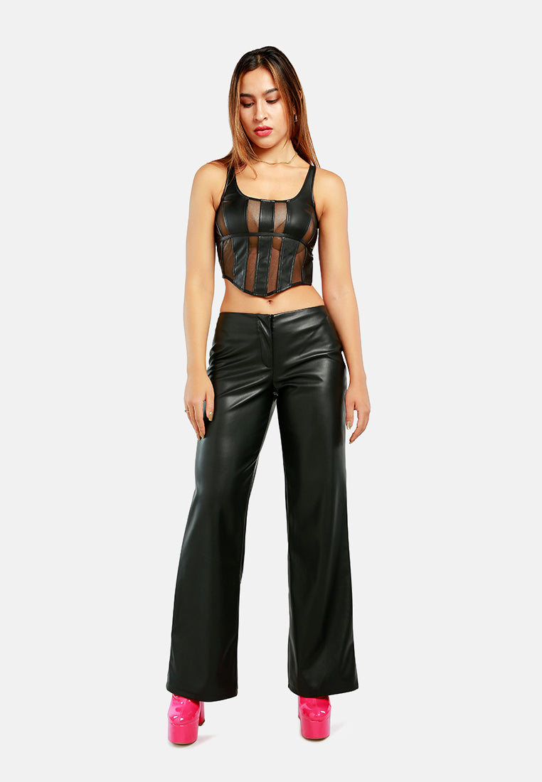 leather look flared trousers#color_black