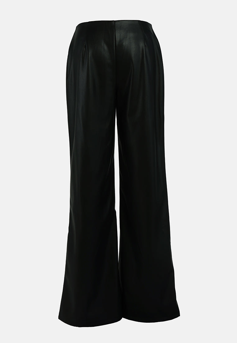 leather look flared trousers#color_black
