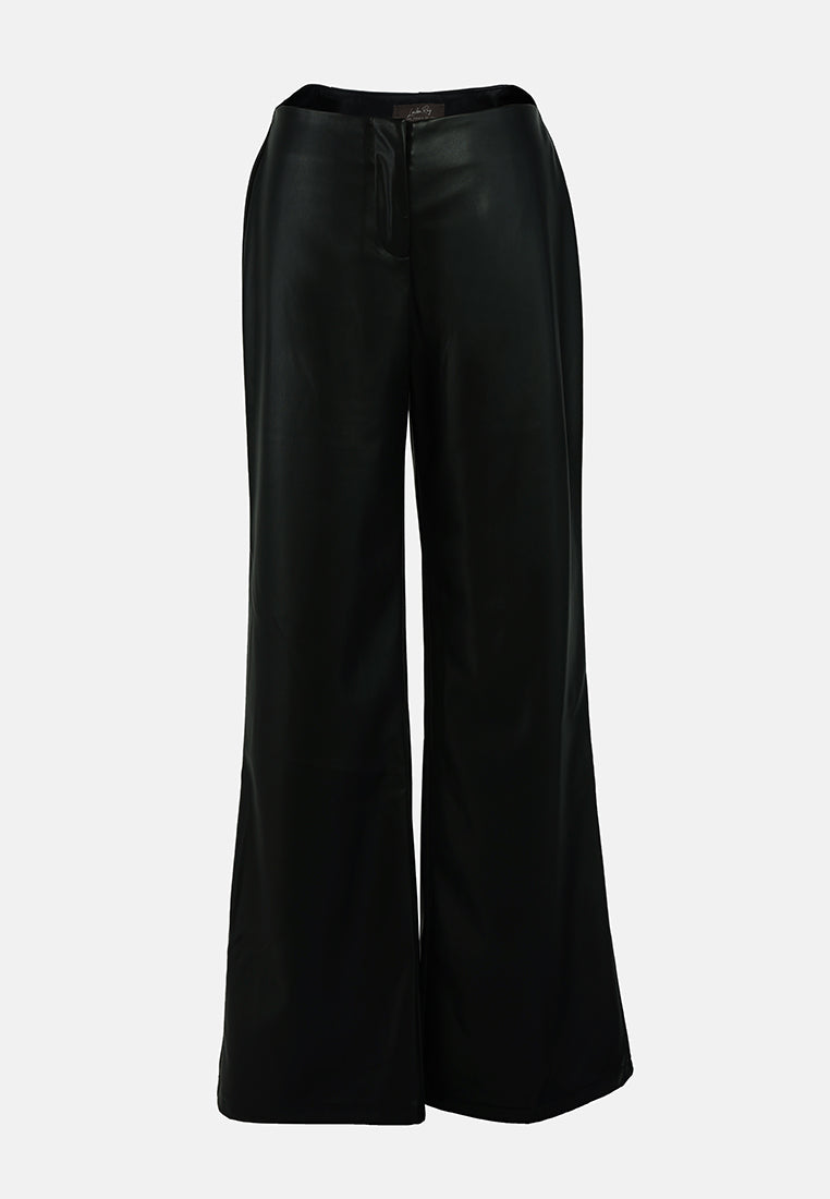 leather look flared trousers#color_black