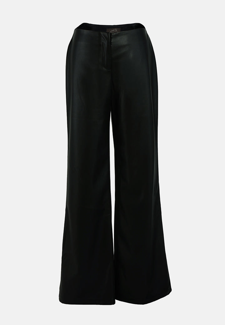 leather look flared trousers#color_black
