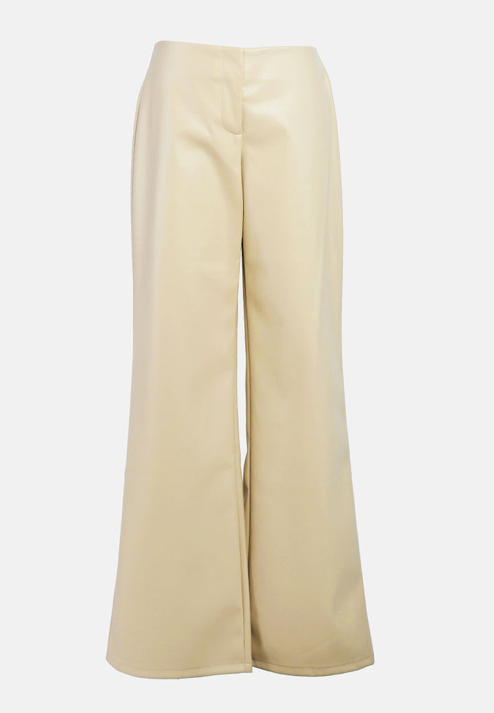 leather look flared trousers#color_stone