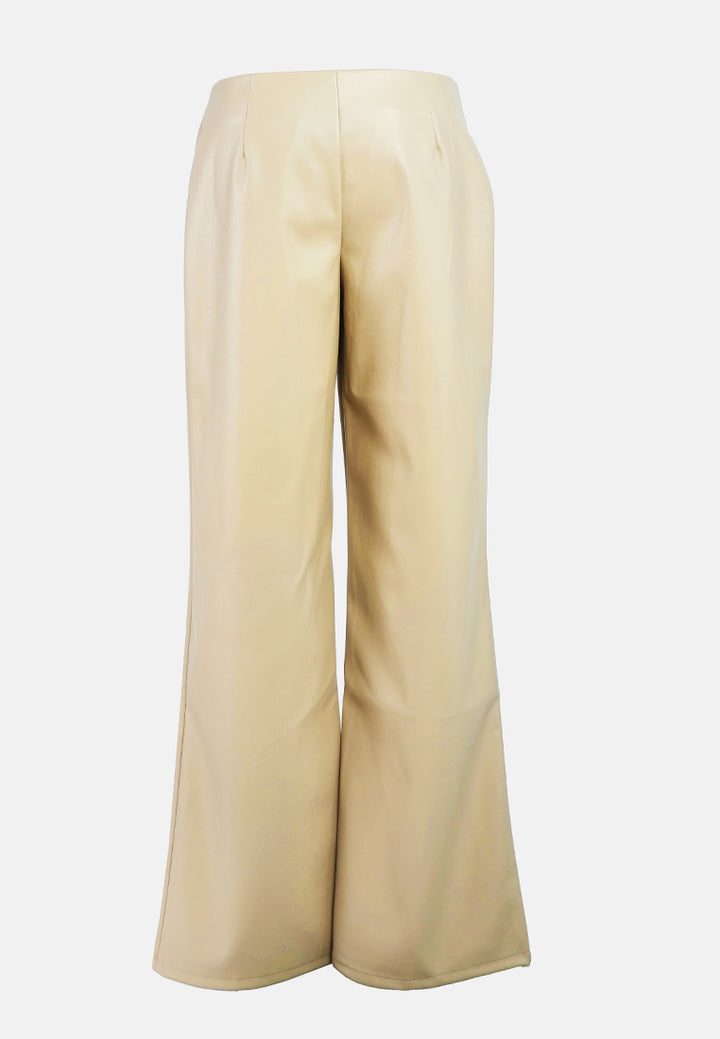 leather look flared trousers#color_stone