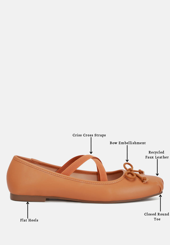 recycled faux leather ballet flats by ruw#color_tan