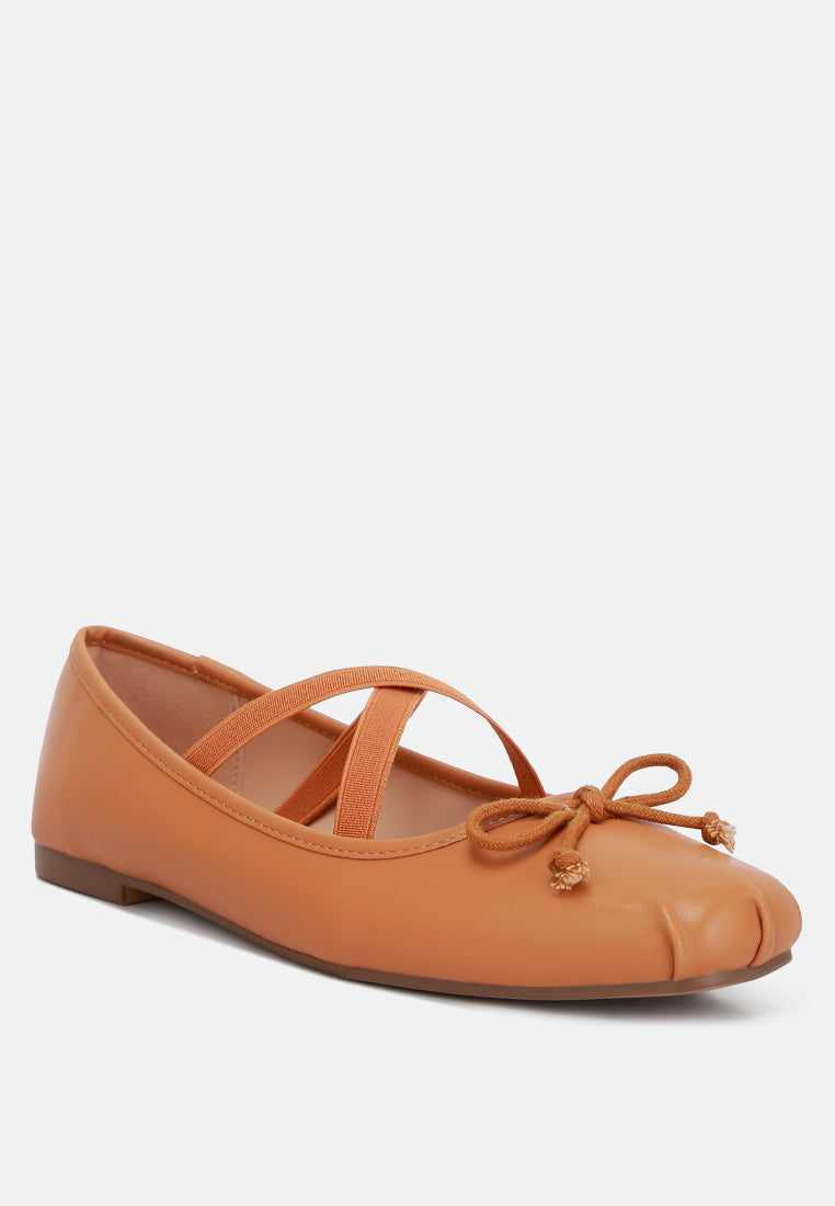 recycled faux leather ballet flats by ruw#color_tan