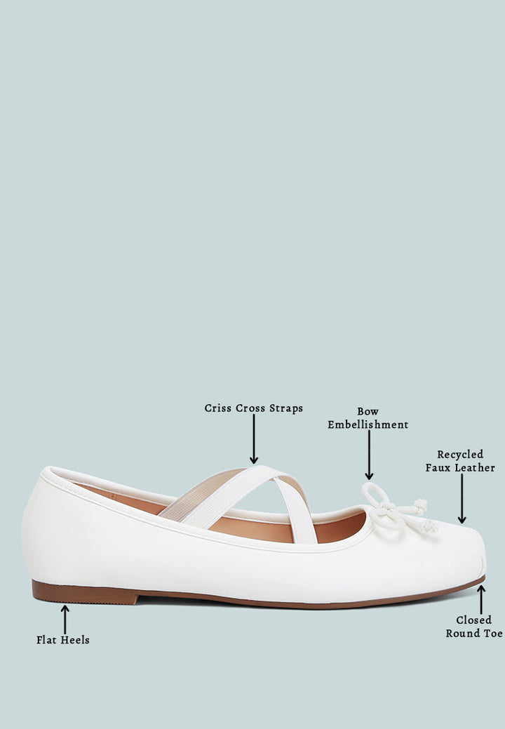 recycled faux leather ballet flats by ruw#color_white