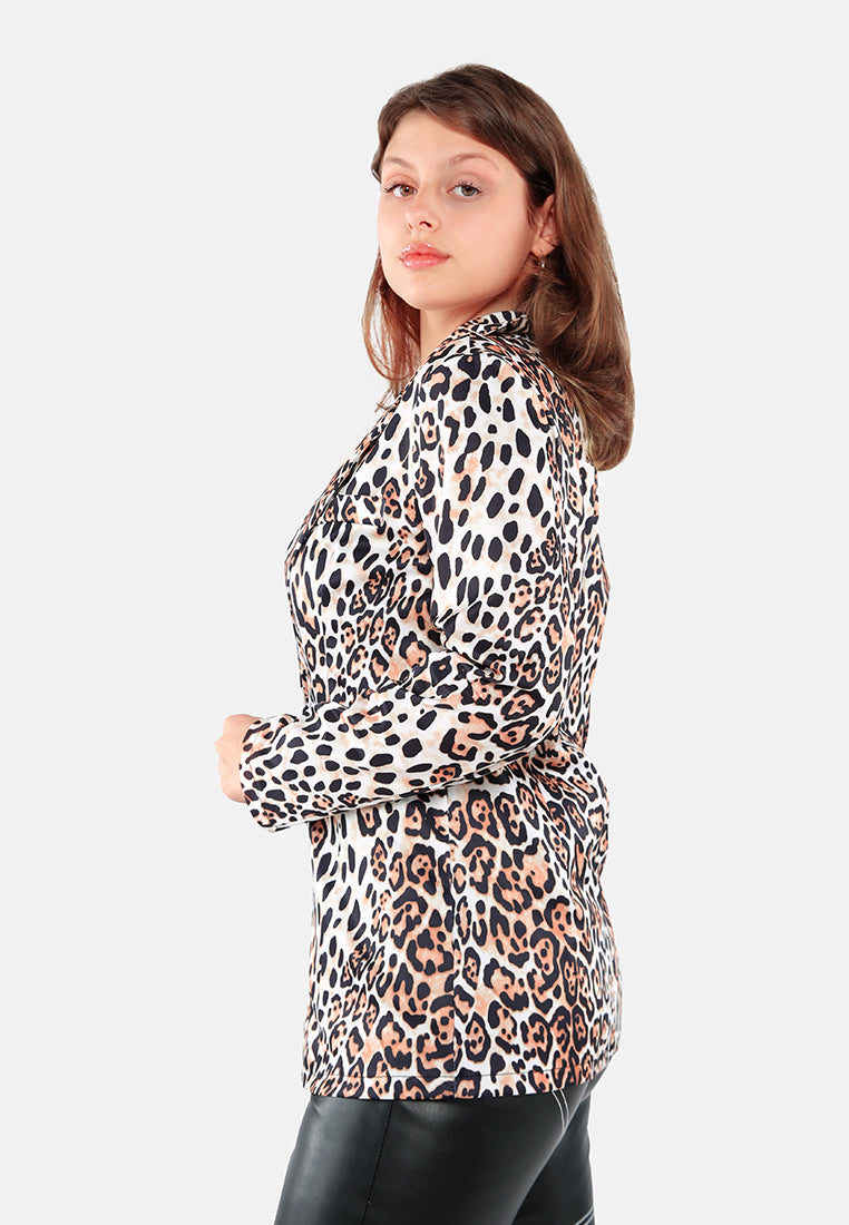 leopard print casual blazer#color_leopard