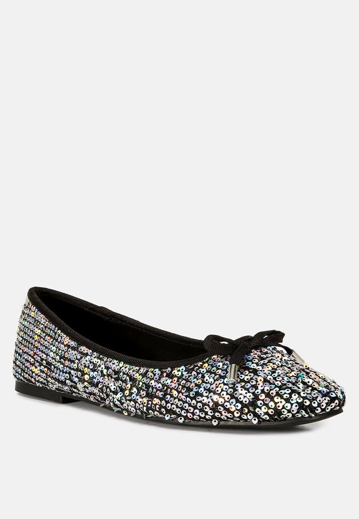 sequin embellished ballet flats#color_black