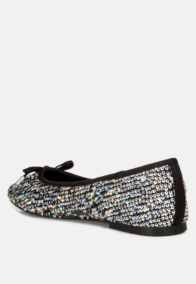 sequin embellished ballet flats#color_black