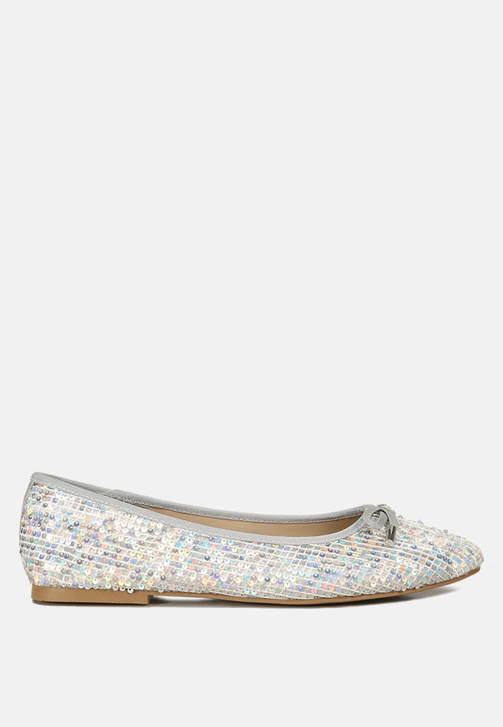 sequin embellished ballet flats#color_silver