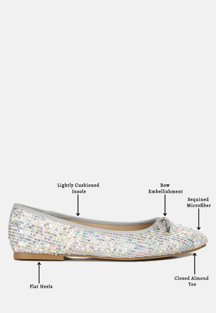 sequin embellished ballet flats#color_silver