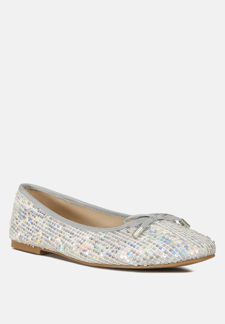 sequin embellished ballet flats#color_silver