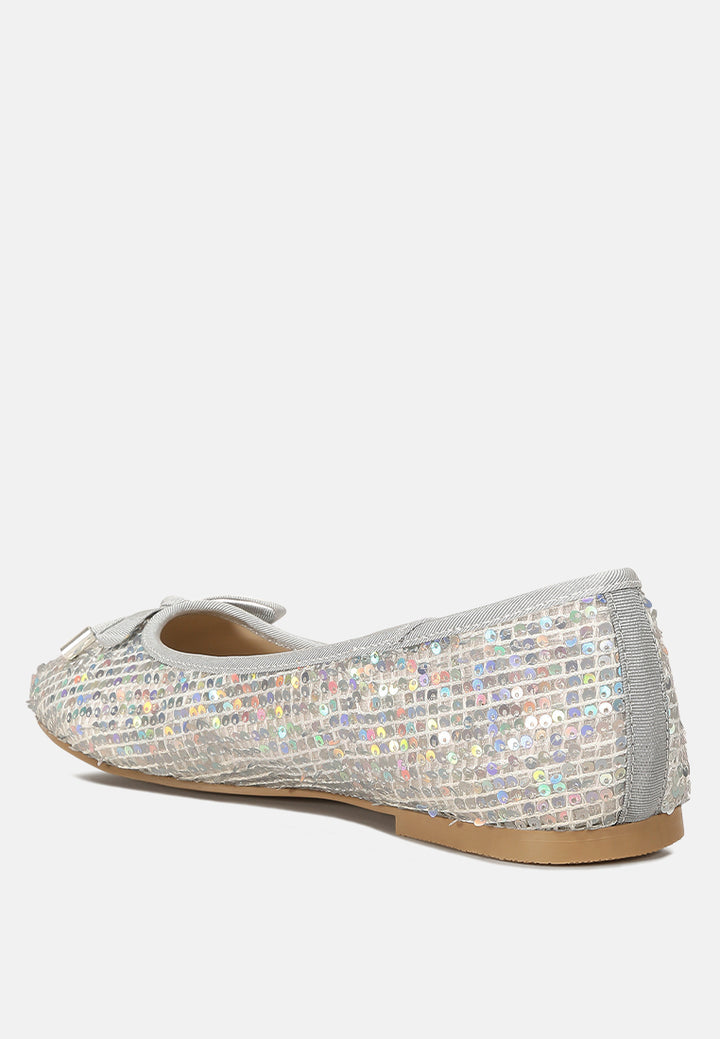 sequin embellished ballet flats#color_silver