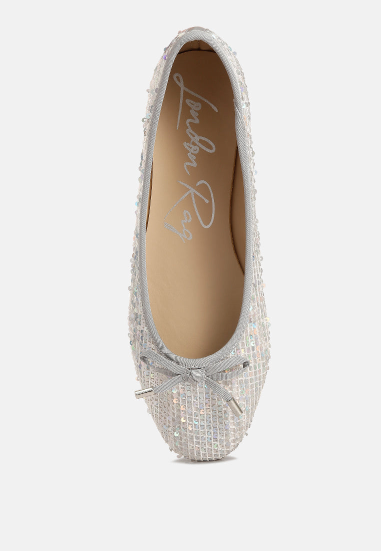 sequin embellished ballet flats#color_silver