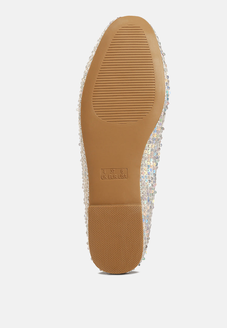 sequin embellished ballet flats#color_silver