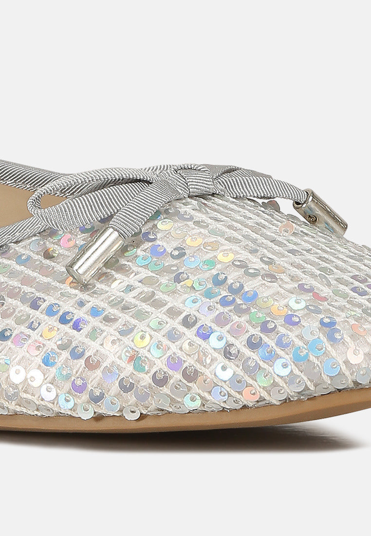 sequin embellished ballet flats#color_silver