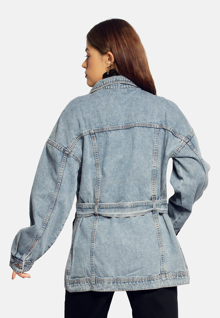 long belted denim jacket#color_light-blue