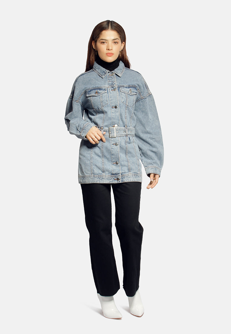 long belted denim jacket#color_light-blue