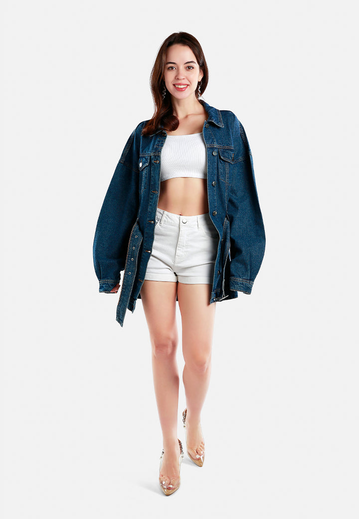 long belted denim jacket#color_mid-blue