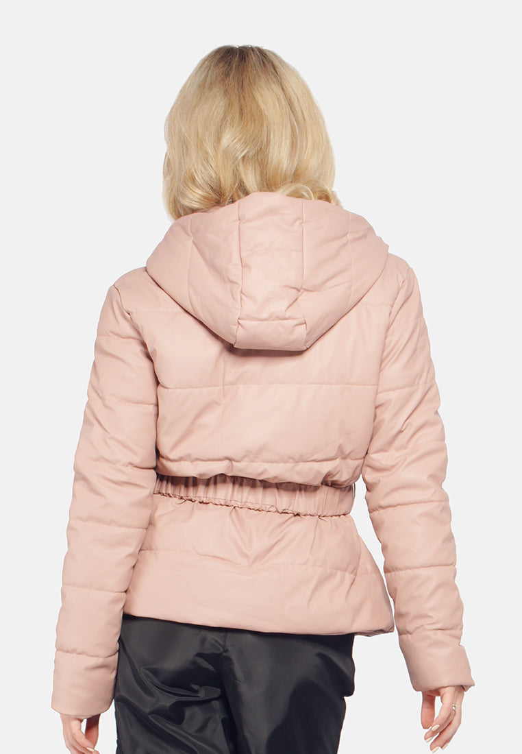 long sleeved hooded puffer jacket#color_blush