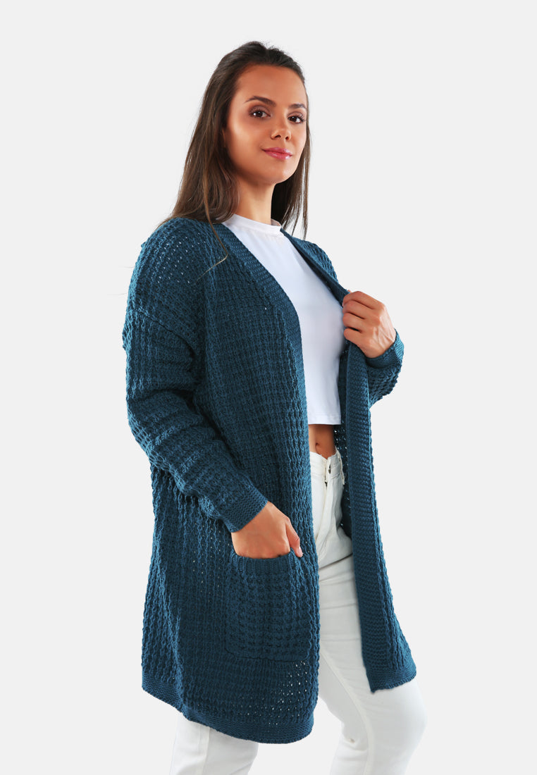 long sleeve knit cardigan#color_green