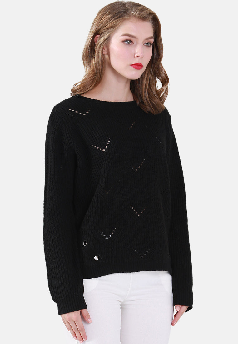 long sleeve knit sweater#color_black