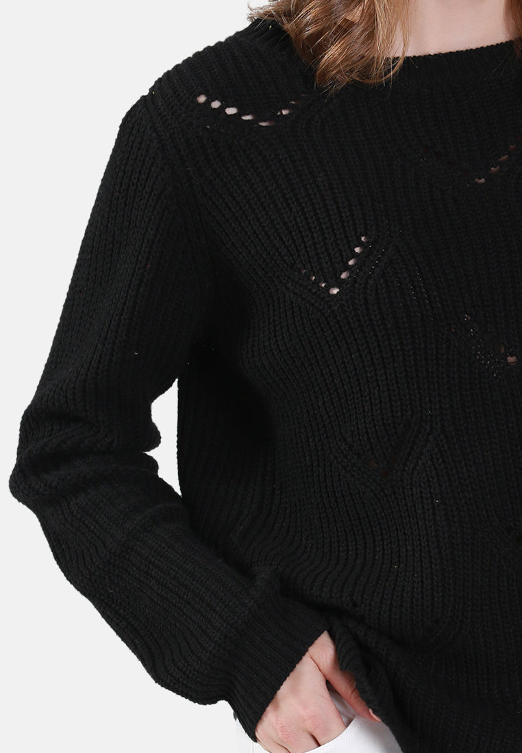 long sleeve knit sweater#color_black