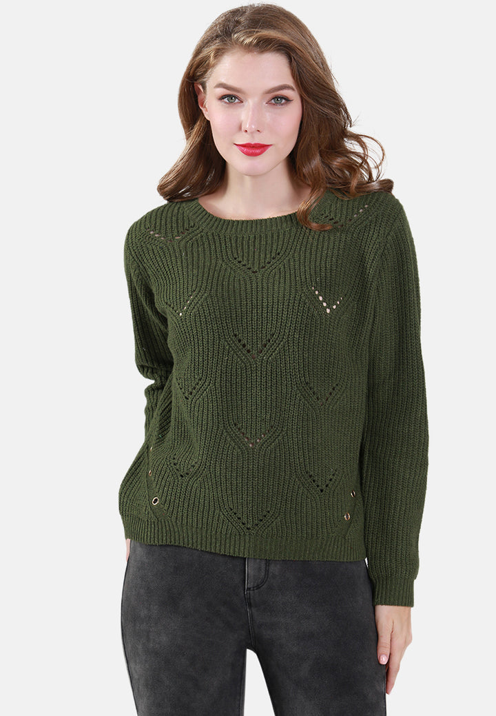 long sleeve knit sweater#color_green