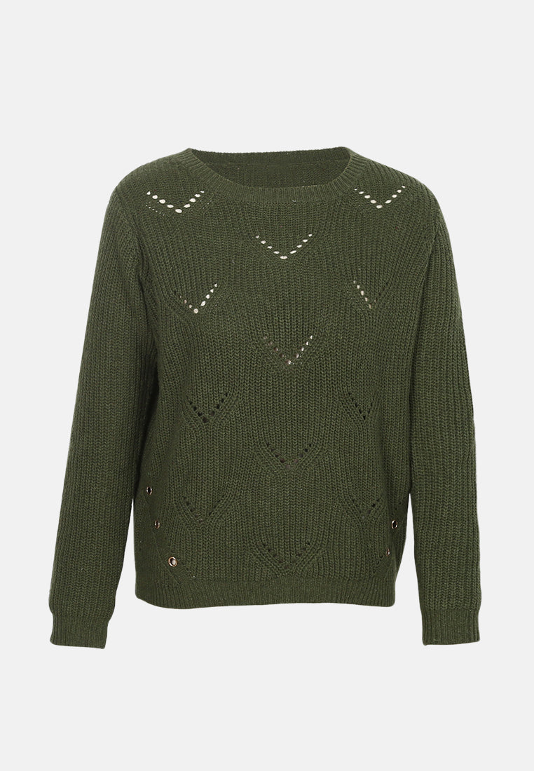 long sleeve knit sweater#color_green