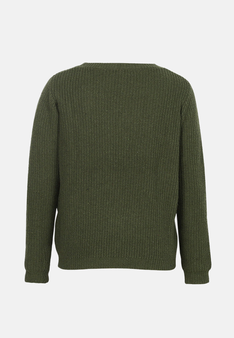 long sleeve knit sweater#color_green