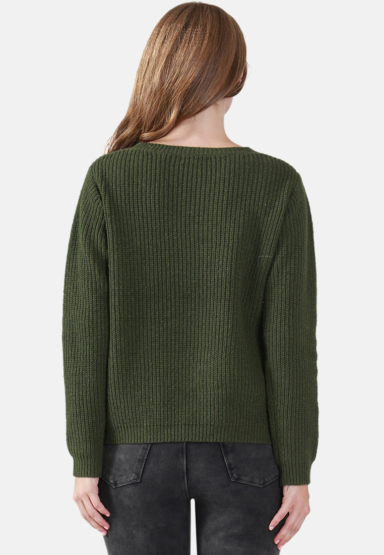 long sleeve knit sweater#color_green