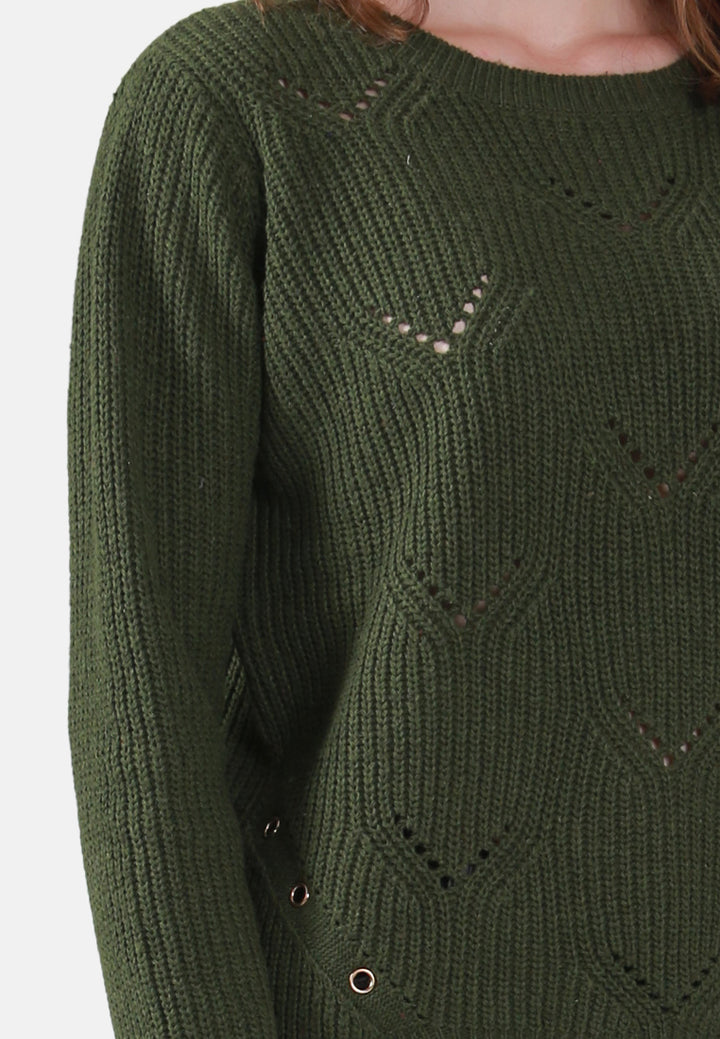 long sleeve knit sweater#color_green